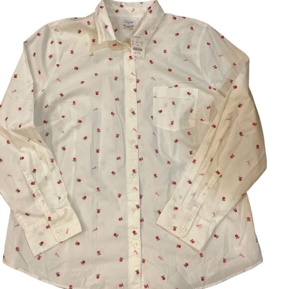 NWT J. Crew Factory apples teacher button-up cotton poplin shirt - Picture 2 of 9